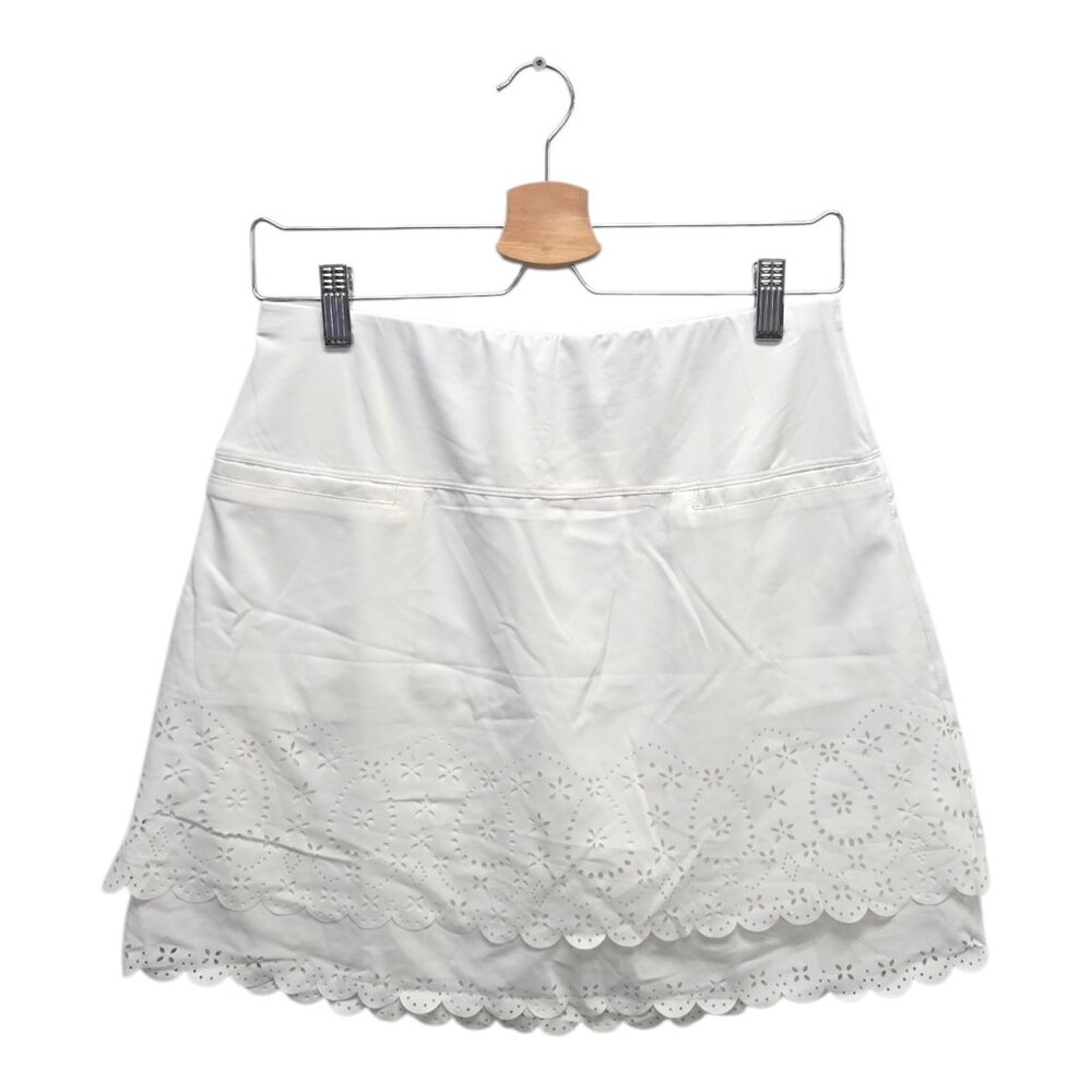 Lucky In Love Women’s Laser Bloom Tier Golf Skort Small White NWT